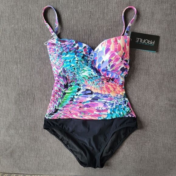 Gottex Ruched Women's Canary Multicolor Convertible One-Piece Swimsuit S… - Picture 3 of 14